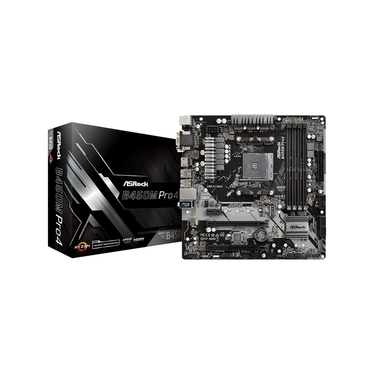 ASRock AMD B450M Pro4 Ryzen Micro ATX Motherboard - Laptops Direct